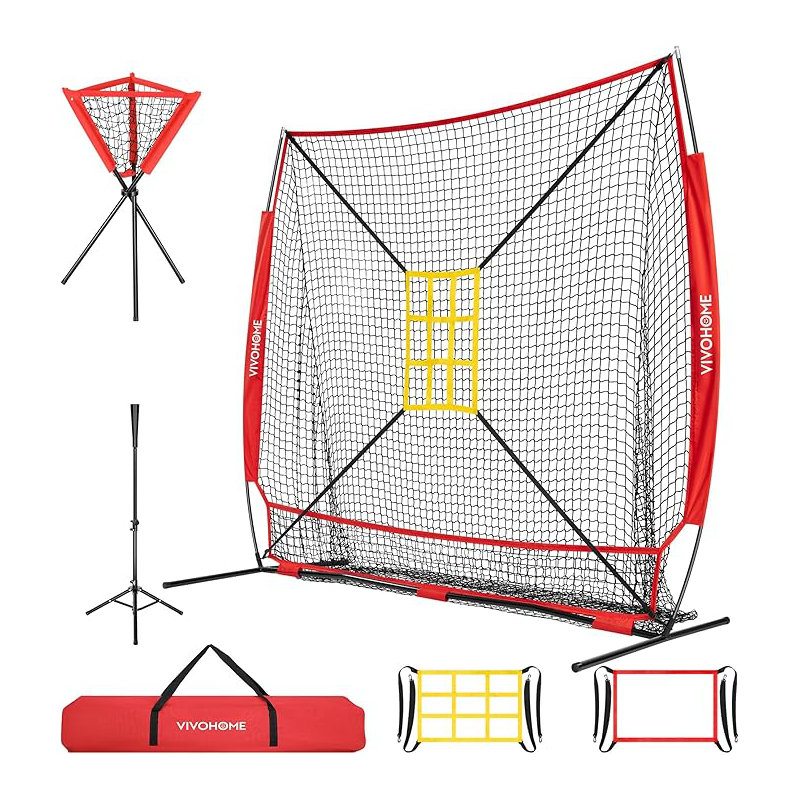 Filet de baseball 7 x 7 pi, Rouge