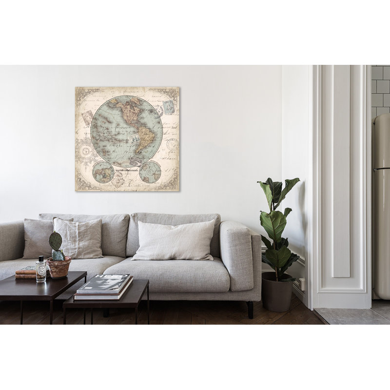« carte du monde : western hemisphere », photographie sur toile tendue, H 12 po x l 12 po