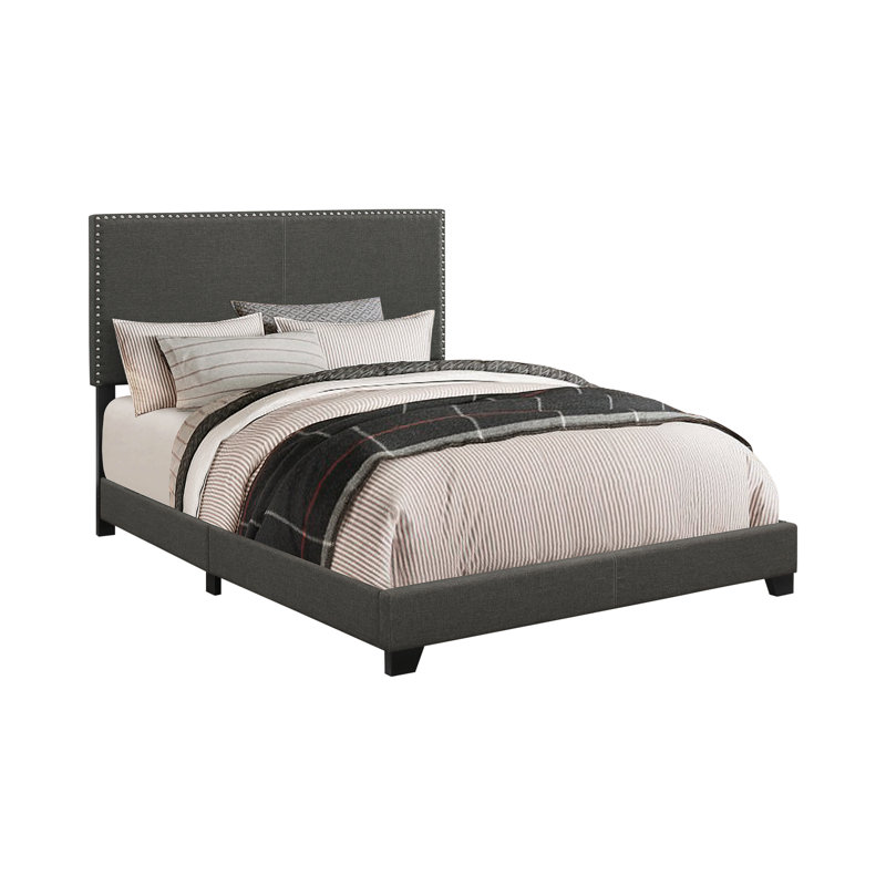Upholstered Standard Bed, Twin, Charcoal