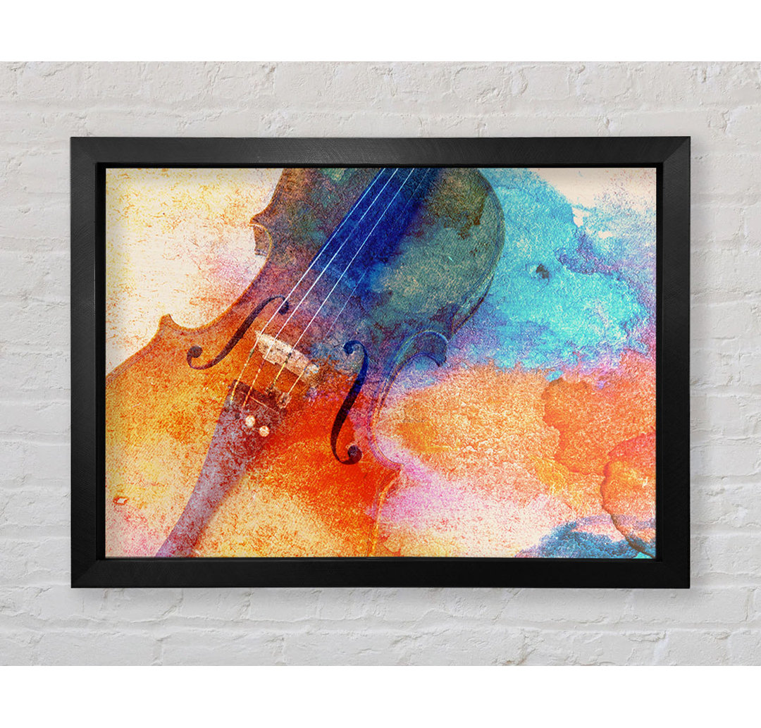 Aquarell Splash Violine - Einzelner Bilderrahmen Kunstdrucke