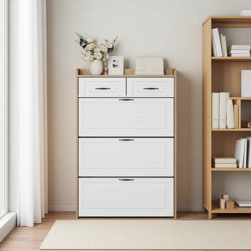 Shoe Cabinet With 3 Doors 2 Drawers,Large Space For Storage
