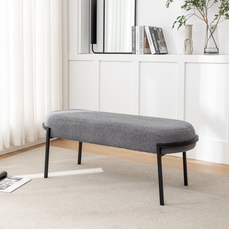 Banc rembourré Janeesha Boucle, Gris
