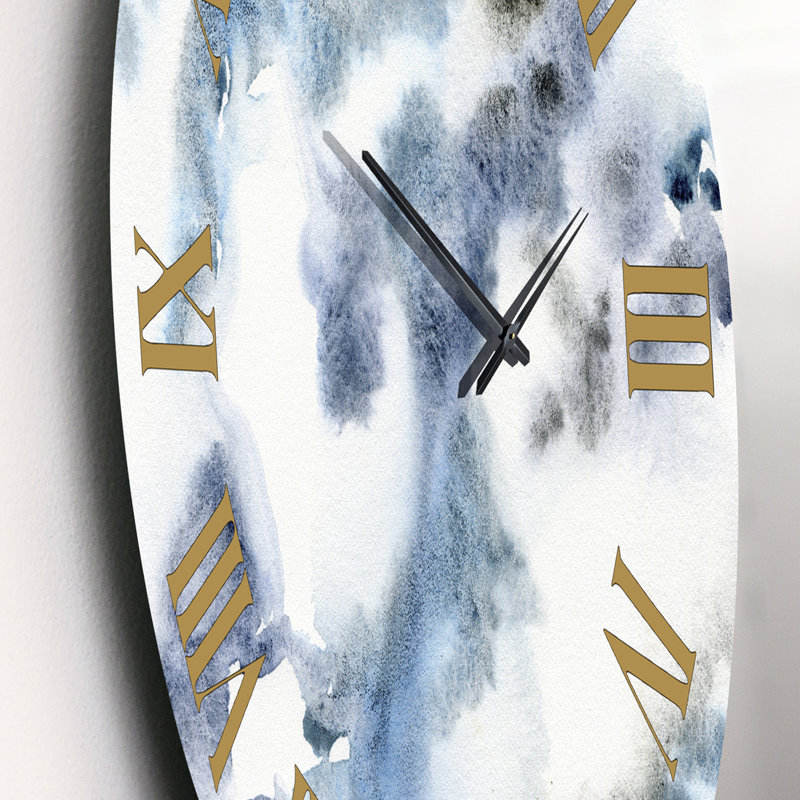 Abstrait de nuages bleu foncé IV - horloge murale moderne, Petit
