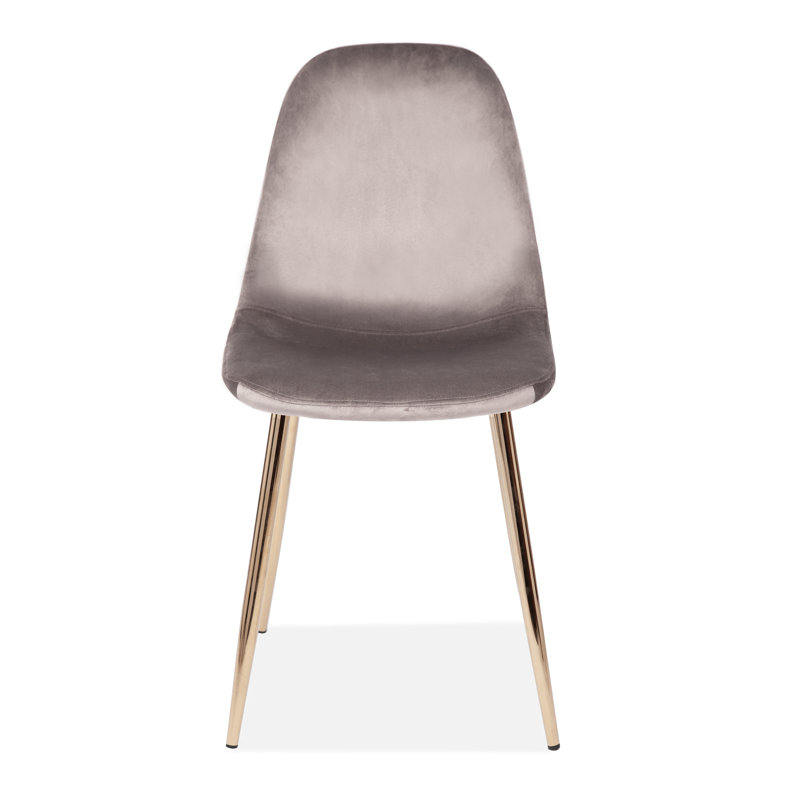 Jordon 49cm H Polyester Blend Upholstered Side Chair, Light Grey, Gold, 1