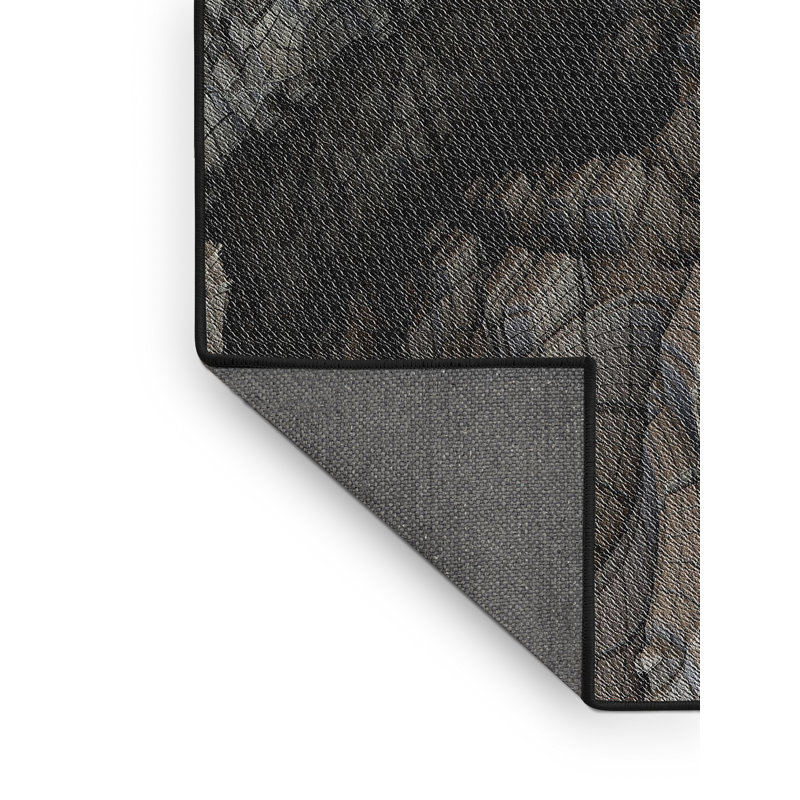 Tapis noir/gris à motifs, Rectangle 2 pi x 4 pi