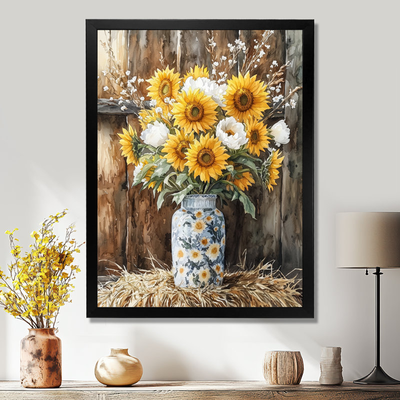 Dreeda - Floral Canvas Wall Art, Noir, H 20 po x l 12 po, Reproduction encadrée d'une seule photo