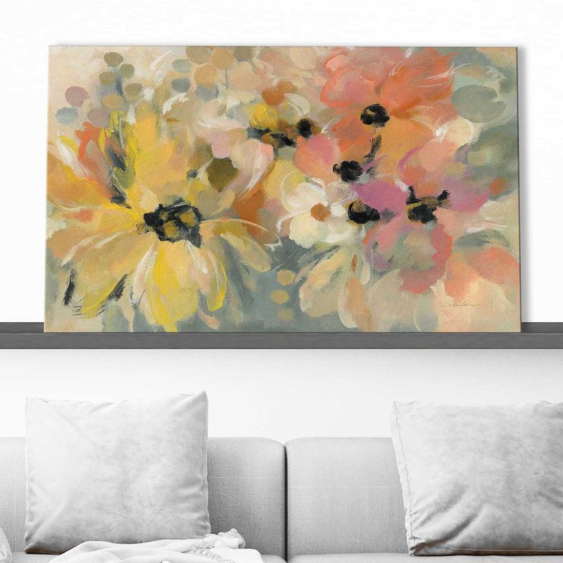 " June Flower Bed ", Wrapped Canvas, 18" H x 30" W x 1" D