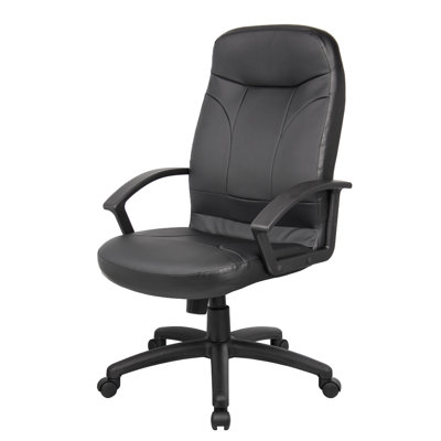 Jian High-Back Office Chair With 5 Hooded Wheels, Black Faux Leather