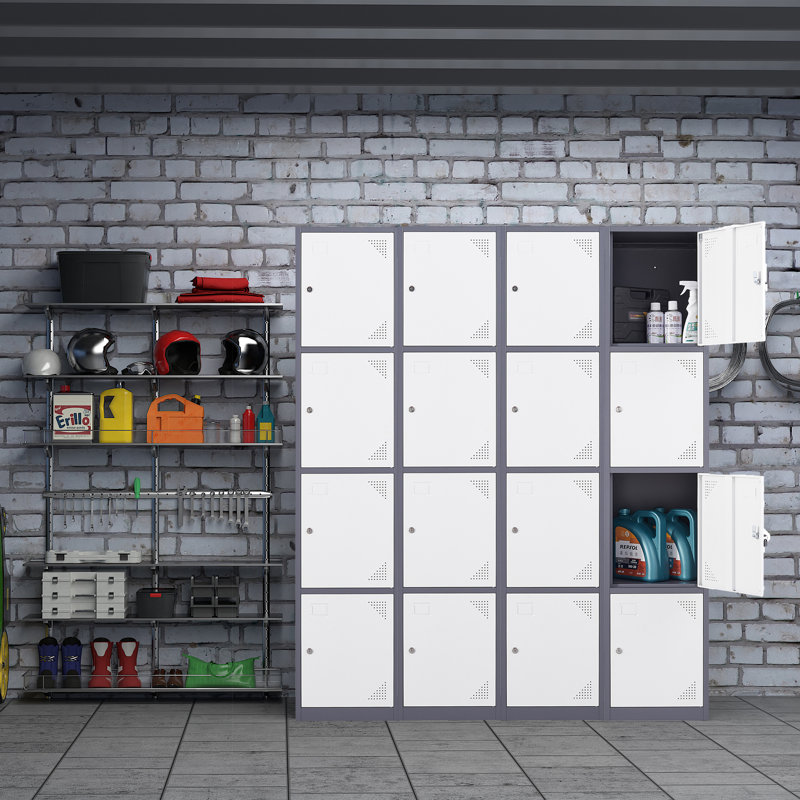 Casier métallique à 4 niveaux de 38 cm (15 pouces) avec serrure et clé, mobilier d'extérieur pour le rangement à la maison et au bureau