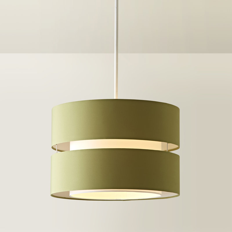 Blended Fabric Drum Pendant Shade, 24cm H x 35cm W x 35cm D, Green