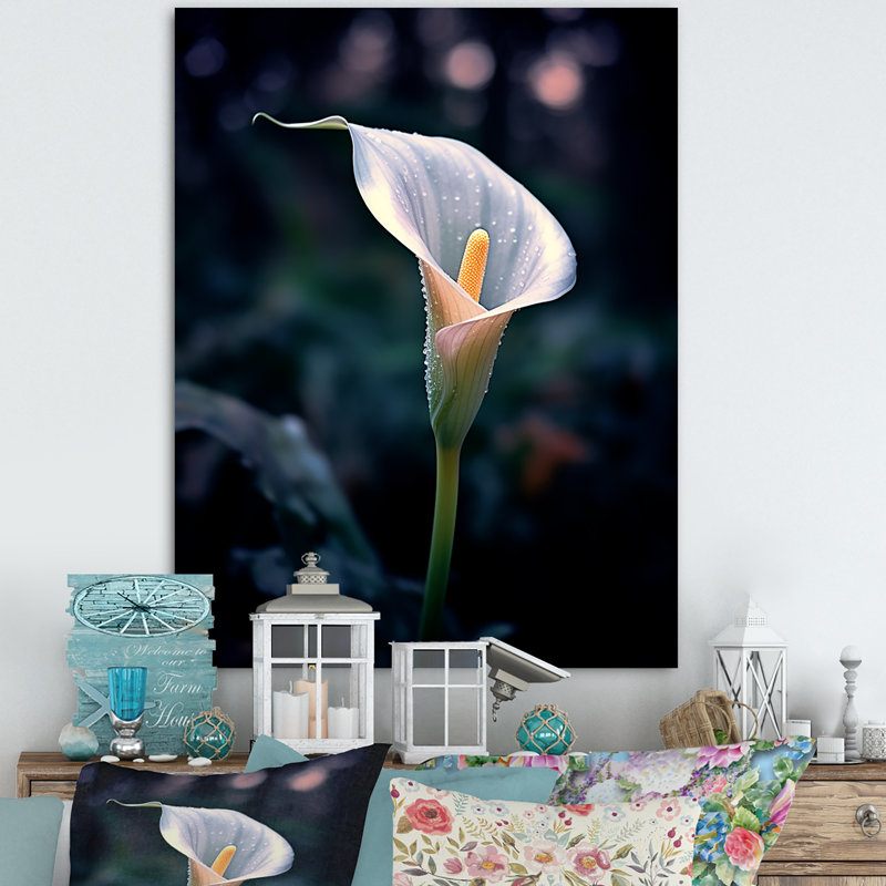 Calla Lily Moonlight Magic sur toile, Toile tendue, H 20 po x l 12 po x P 1 po