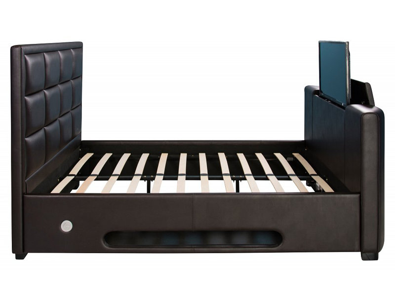 Hughenden Upholstered TV Bed, Brown, King