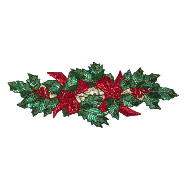 Chemin de table Beaded Holly Ribbon