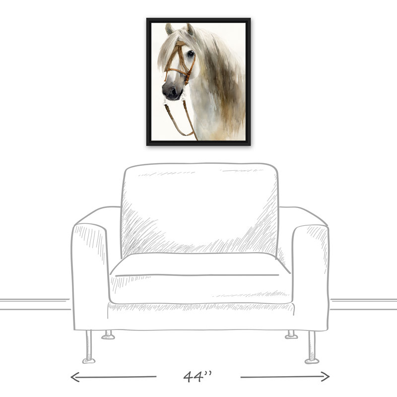 Cheval dans une toile flottante encadrée d'automne, H 21,75 po x l 17,75 po x P 1,75 po, Cadre flottant noir