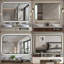 Miroir mural avec cadre en alliage d'aluminium et meuble-lavabo à coins arrondis