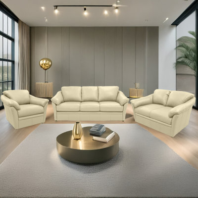 Ramdev 2 Piece Genuine Leather Living Room Set