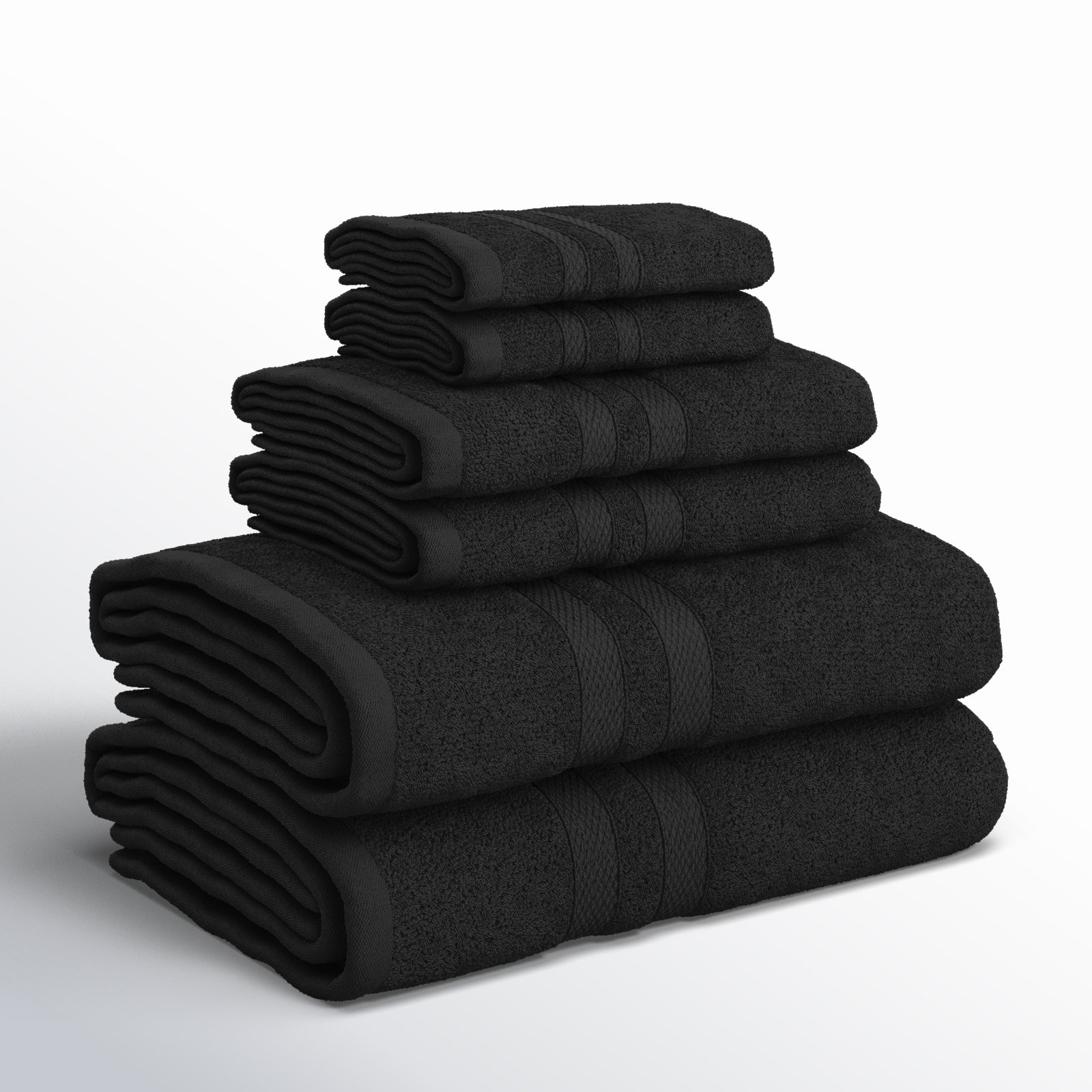 6-Piece Cotton Towel Set, Black