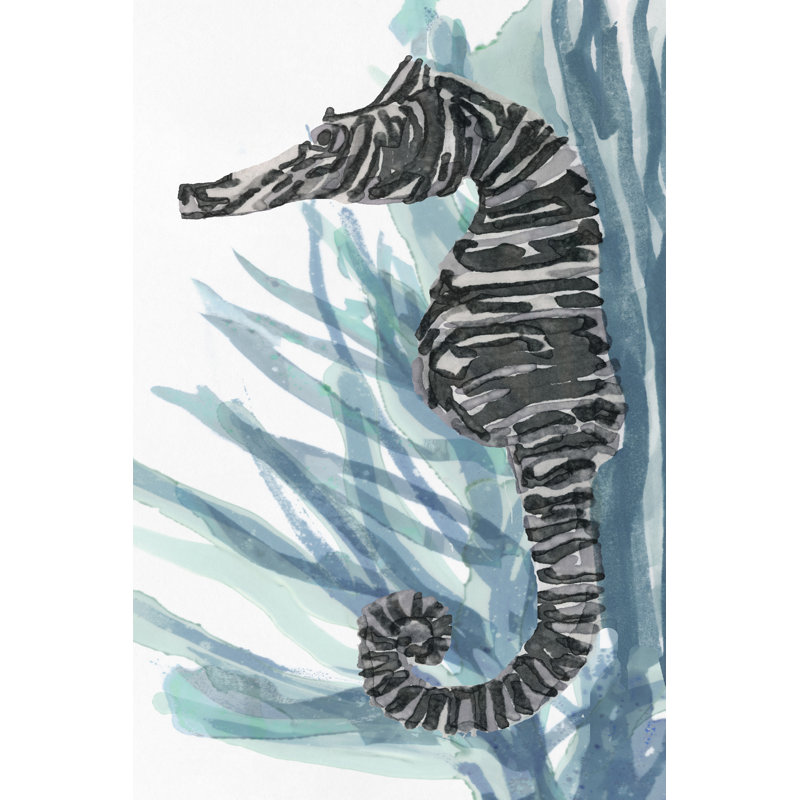 Zebra Seahorse II - Painting on Canvas, 91cm H x 61cm W, Wrapped Canvas