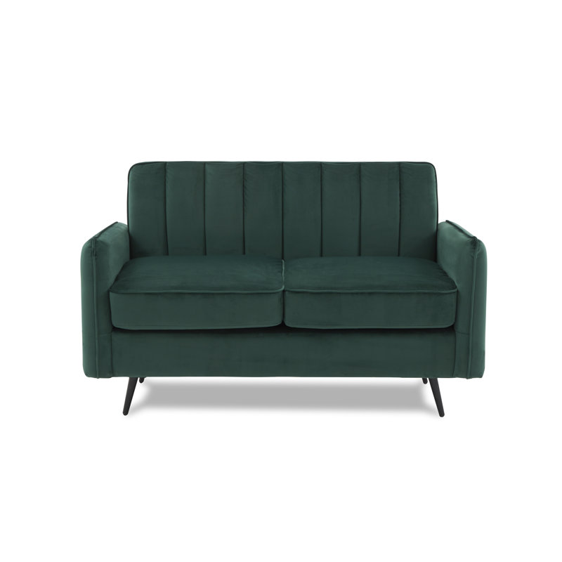 Acke 2 Seater Velvet Loveseat, Dark Green