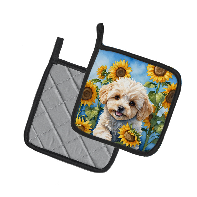 Caroline's Treasures In Sunflowers Floral Polyester Potholder Set