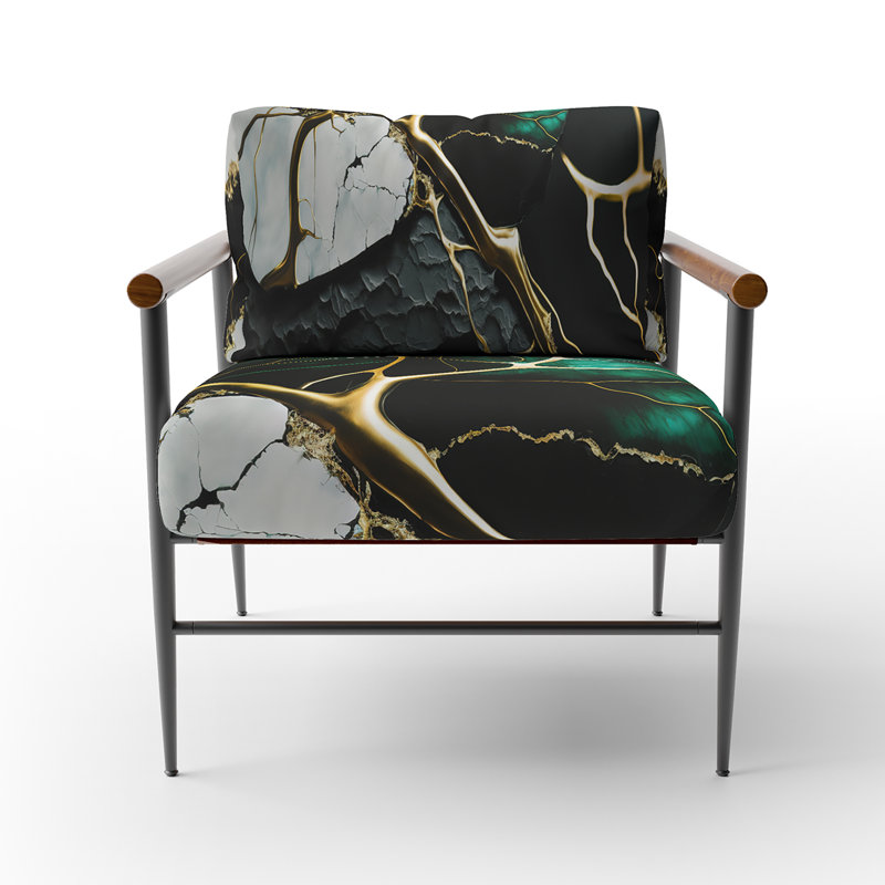 Dau - Fauteuil rembourré d'appoint en marbre abstrait, Noir, noir, noir, noir