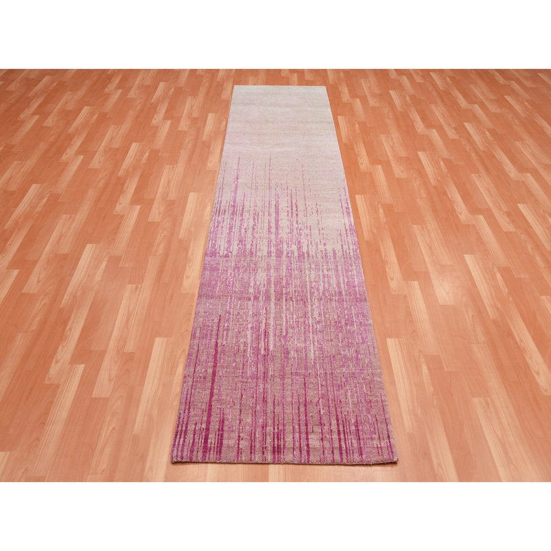Tapis de couloir rose en laine naturel noué à la main 2 pi 7 po x 10 pi 4FD00ABA03EB4697BE7AA14BD340ACDE