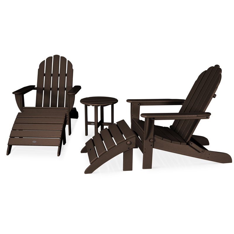 POLYWOOD Classic Oversized Adirondack 5-Piece Casual Set, Mahogany