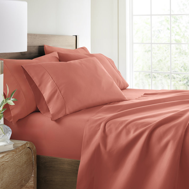 Ensemble de draps ultra-doux double brossé 6 pièces - Pochette profonde, infroissable, literie résistante à la décoloration