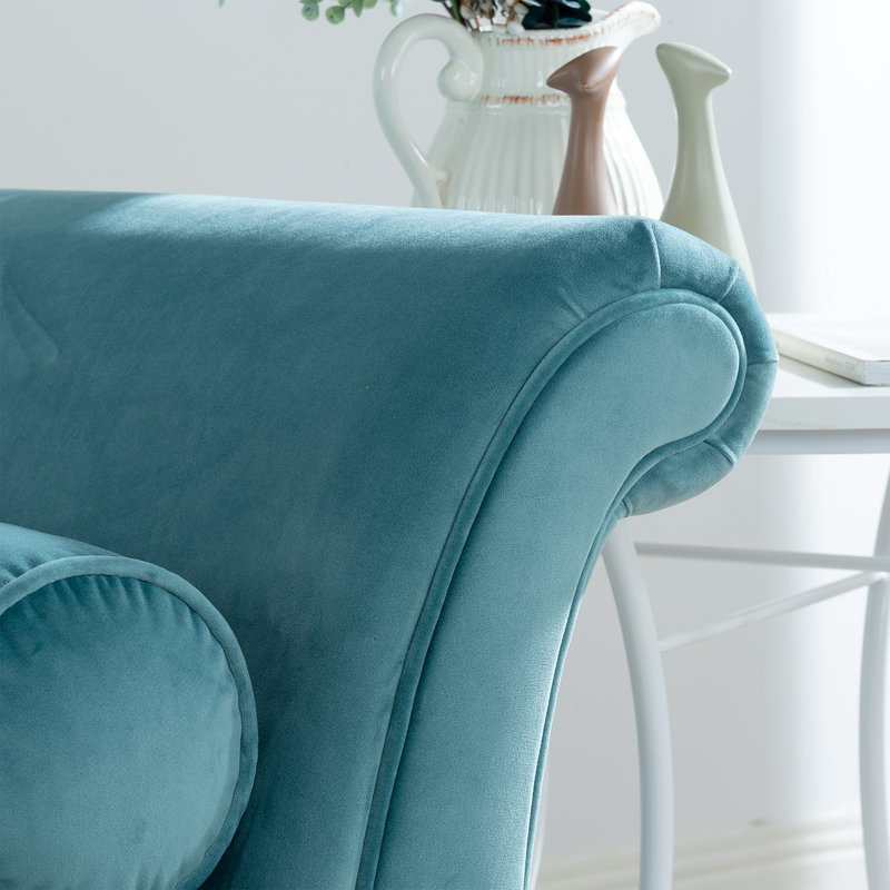 Chaise longue avec accoudoirs à volutes, Vert
