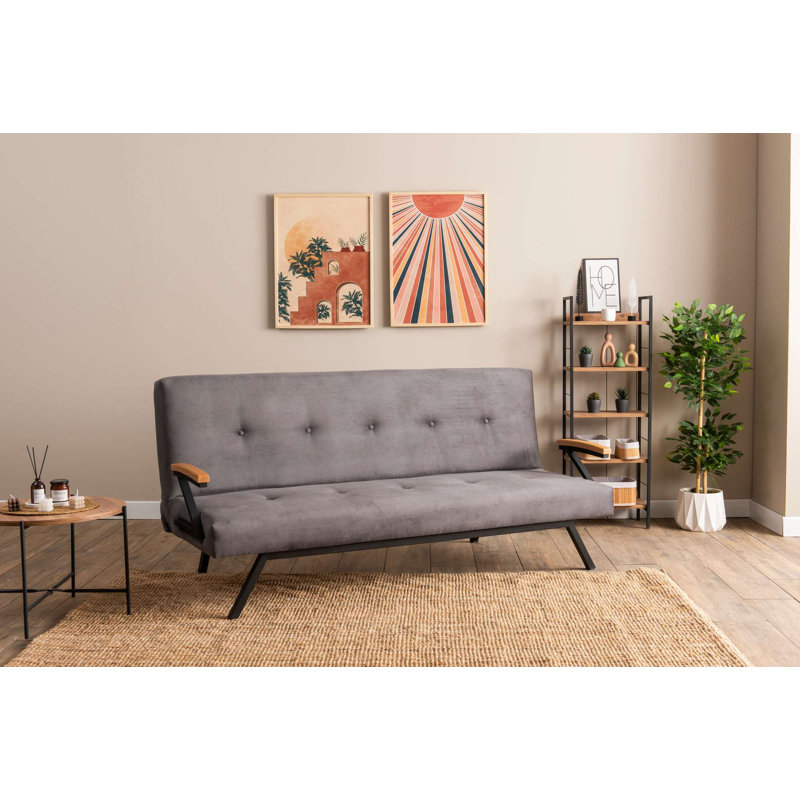 Premium 3-Seat Sofa Bed, Grey, 70.9 x 25.2 x 70.9 inches | 100% Metal Frame, 100% Polyester Fabric | Medium Hard Softness with 50 DNS Foam Cushions | Perfect for Living Room & Guest Room, Easy to Clean