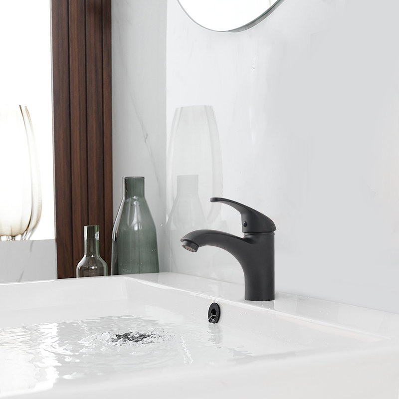 Bathroom Sink Faucets Single Hole Modern Style, Matte Black