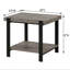 Arlo 23 In. Grey Wash/Sand Black Rectangular Metal End Table With Open Bottom Shelf And Plank Inspired Design