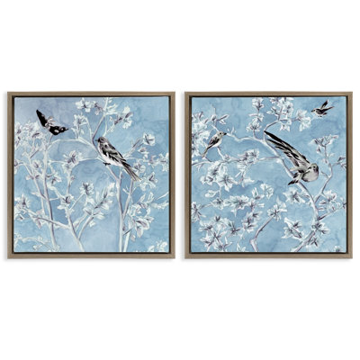 Minted Serenity Birds over Blue 2 Piece  Floater Canvas Set, design by Melissa Wang