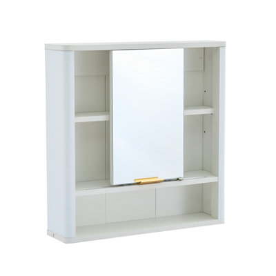 Modern Wall Mounted Mirror Cabinet, Waterproof Storage Organizer With Open Shelves, Space-saving Vanity Cabinet