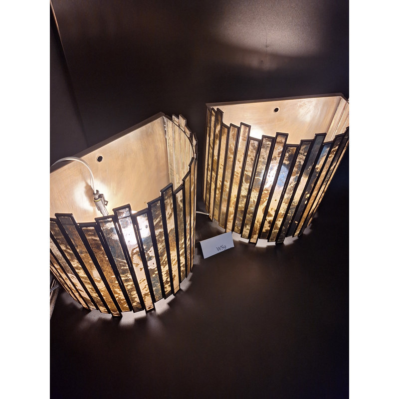 Distressed Tin & Glass Wall Sconce Set