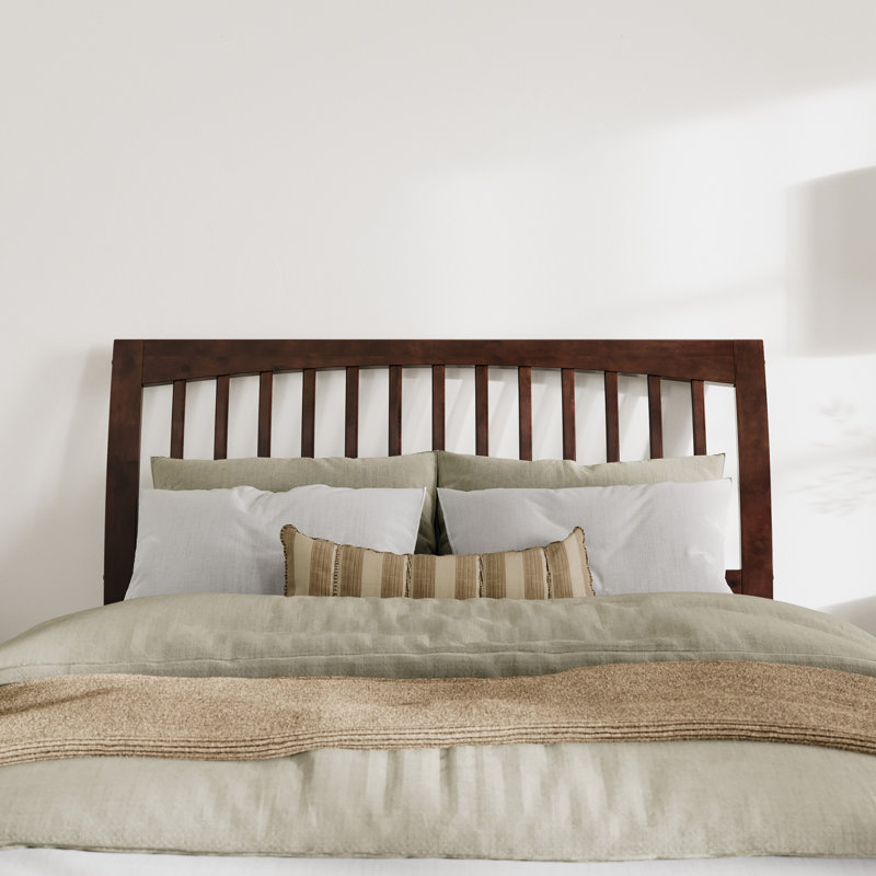Omariah Solid Wood Traditional Slat Sleigh Headboard, Queen, Walnut