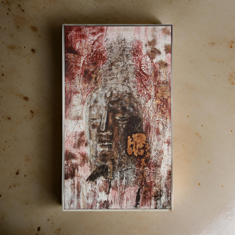 Large Brown and Red Buddha Canvas Print Wall Art