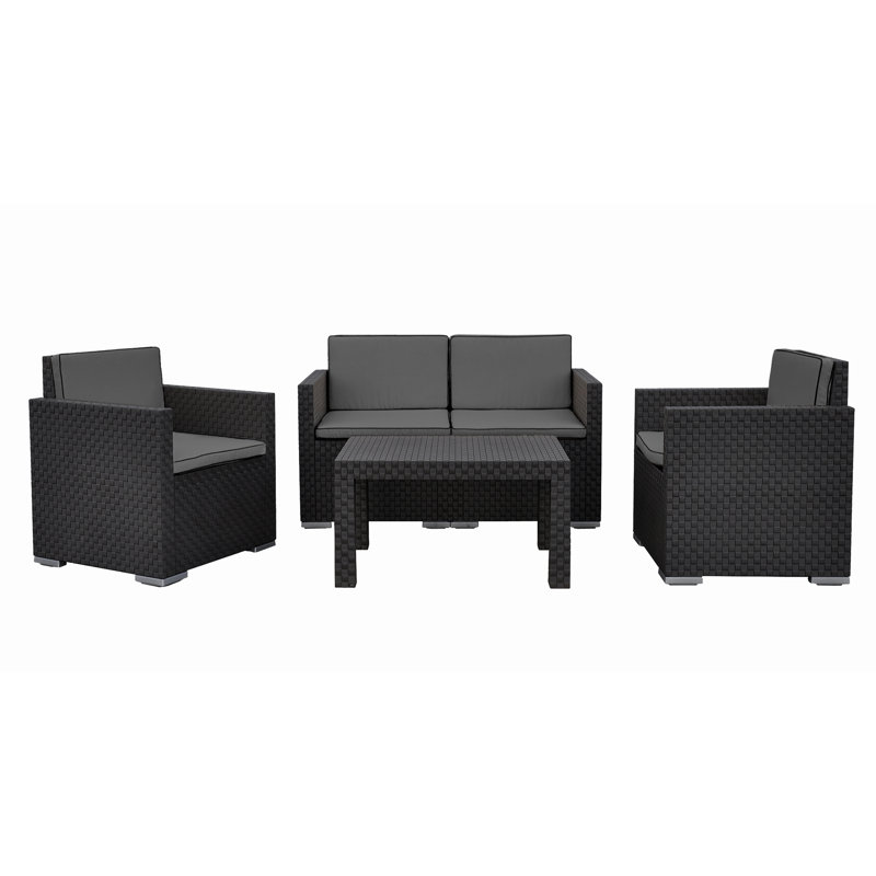 Egidio 4 Seater Rattan Effect Conversation Set