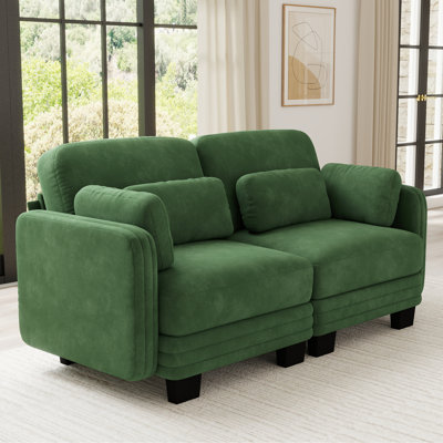 Causeuse modulaire en chenille, 1 pièce, causeuse, vert, coussins en mousse à haute résilience Channel