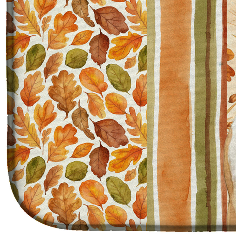Tapis de séchage d'automne fauve et blanc Bull Terrier, Blanc