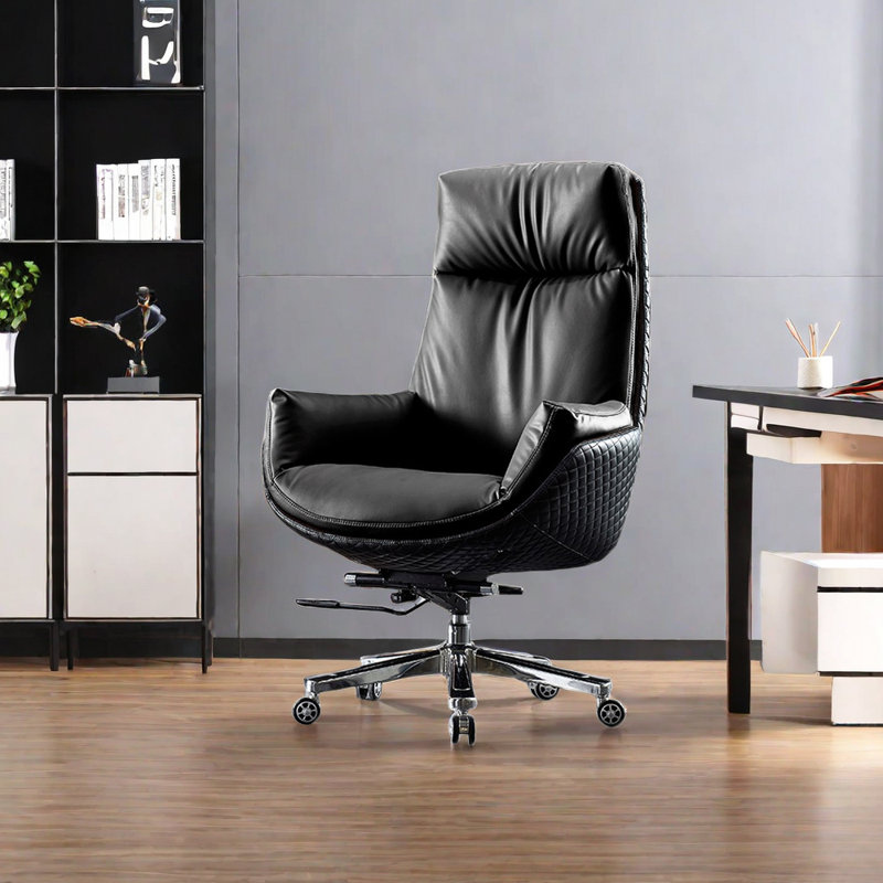 Fauteuil de direction ergonomique avec dossier inclinable, Noir