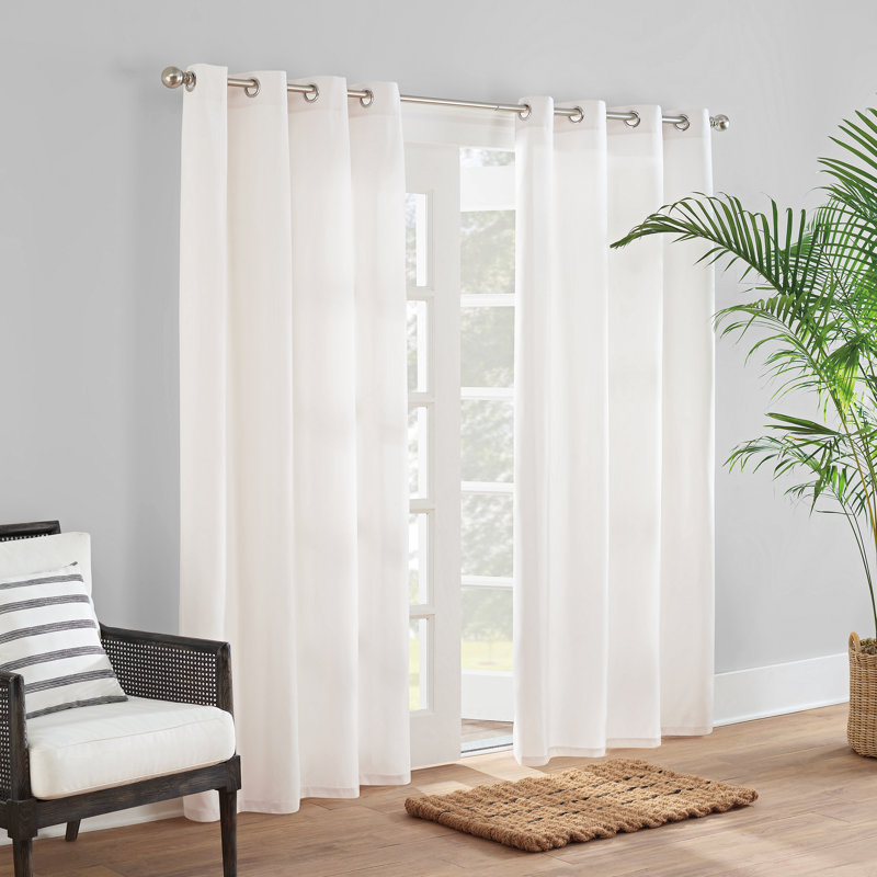 Outdoor Semi Sheer Curtain Single Panel, 52" W x 84" L, Ivory