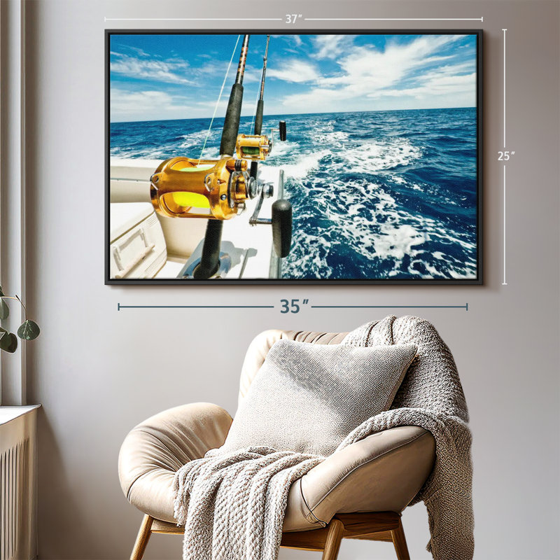 Ocean Fishing Reels Canvas Print, 25" H x 37" W