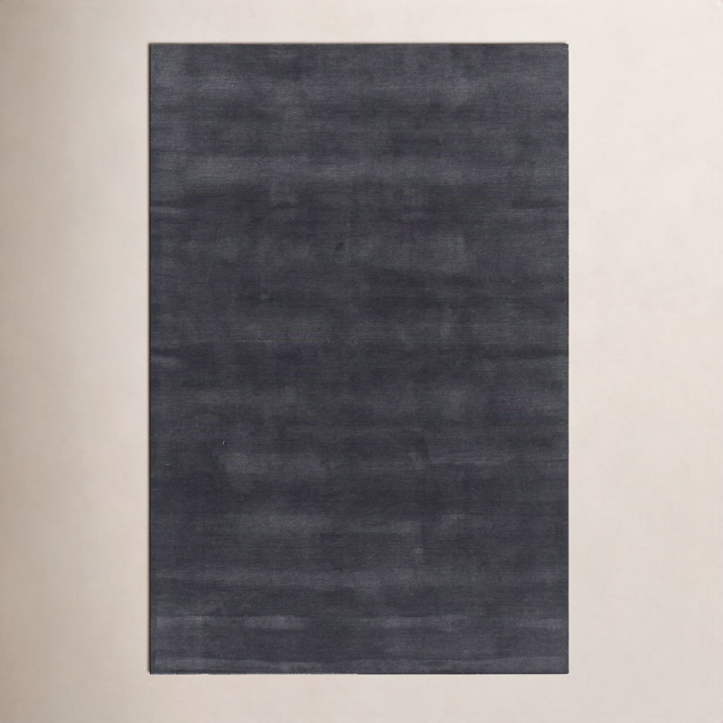 Tapis bleu uni en laine tissée à la main Nori 10 pi x 14 pi, 10' x 14'