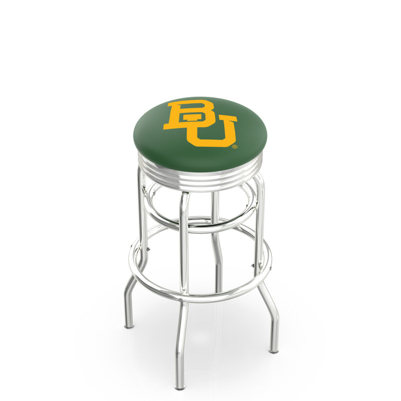 Tabouret de bar Logo Series, Tabouret de bar d'une hauteur de siège de 30 po, Double anneau chromé, Université Baylor