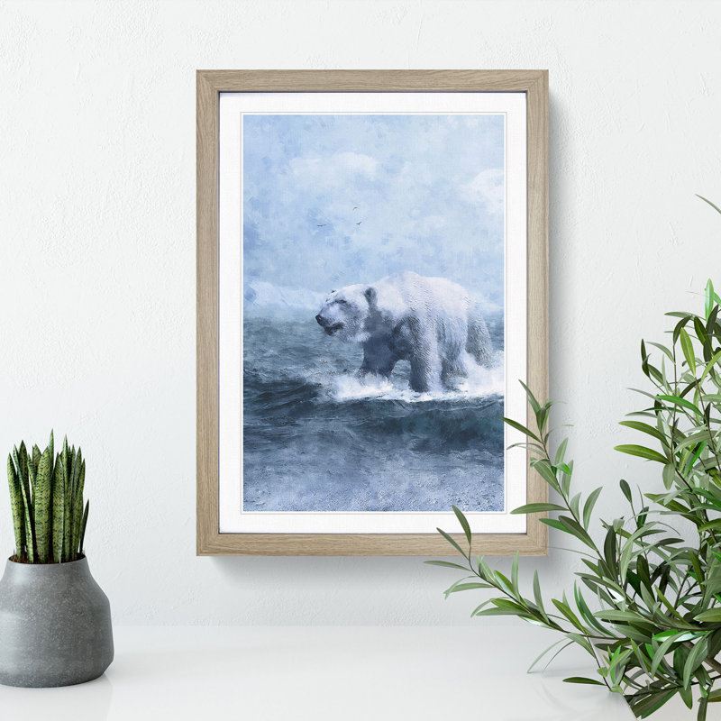 A Polar Bear - Picture Frame Graphic Art, 36cm H x 27cm W x 2cm D, Oak Framed