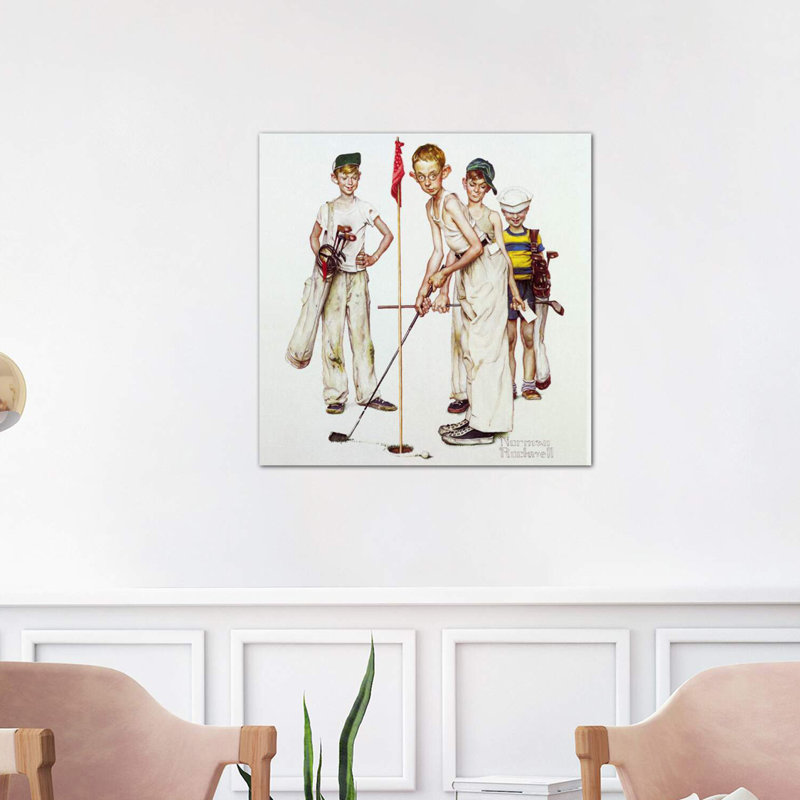 Missed (Four Sporting Boys: Golf) by Norman Rockwell - Wrapped Canvas Painting, 66.04 cm H x 66.04 cm W x 3.175 cm D