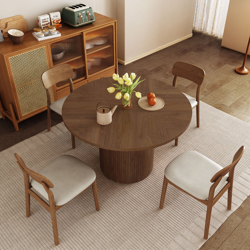 Cuji 47'' Round Pedestal Dining Table, Walnut