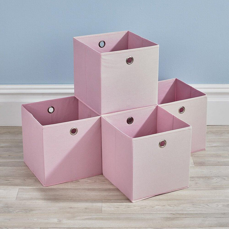 Fabric Storage Cube Organiser Box, Pink