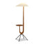 Blanc + brun noisette + tissu noir + bois massif + lampes sur pied sans fer